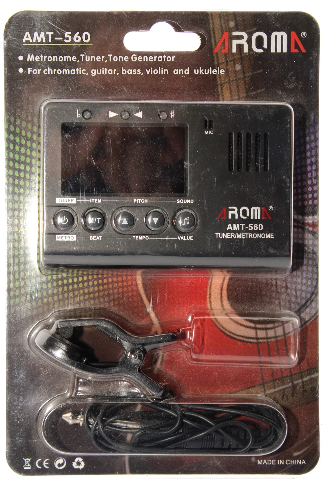 AROMA AMT-560 Tuner & Metronom – Digitales Stimmgerät mit Clip – Für Gitarre, Bass, Violine, Ukulele & Chromatisch – Neu & OVP – Bild 3