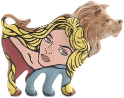 Löwenfigur – moderne Kunstfigur mit Frauenmotiv – handbemalt – ca. 13,5 cm - Bild 1