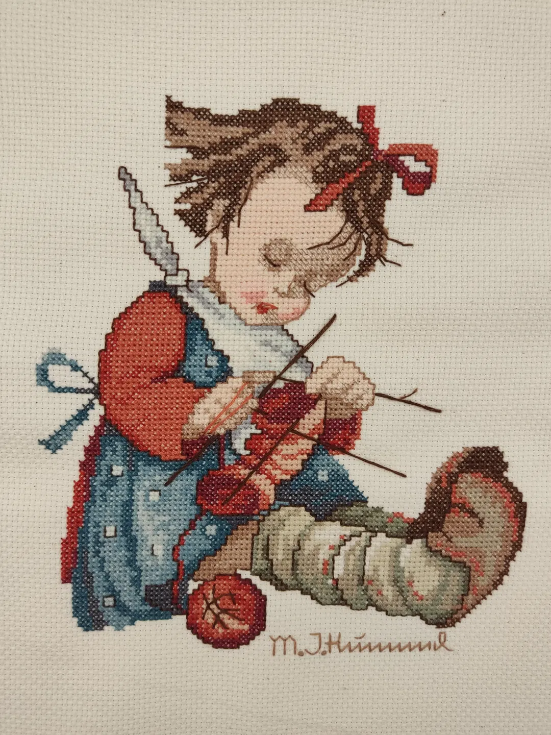 M. J. Hummel-Kreuzstich-Bild: Strickendes Mädchen - Bild 4