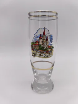 Andenkenglas, Bierglas mit Goldrand, "Maria Zell"