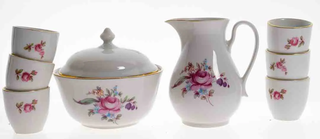 BOHEMIA 8-teiliges Mokka-/Kaffeeservice aus Porzellan mit Blumenmotiv – Bild 2