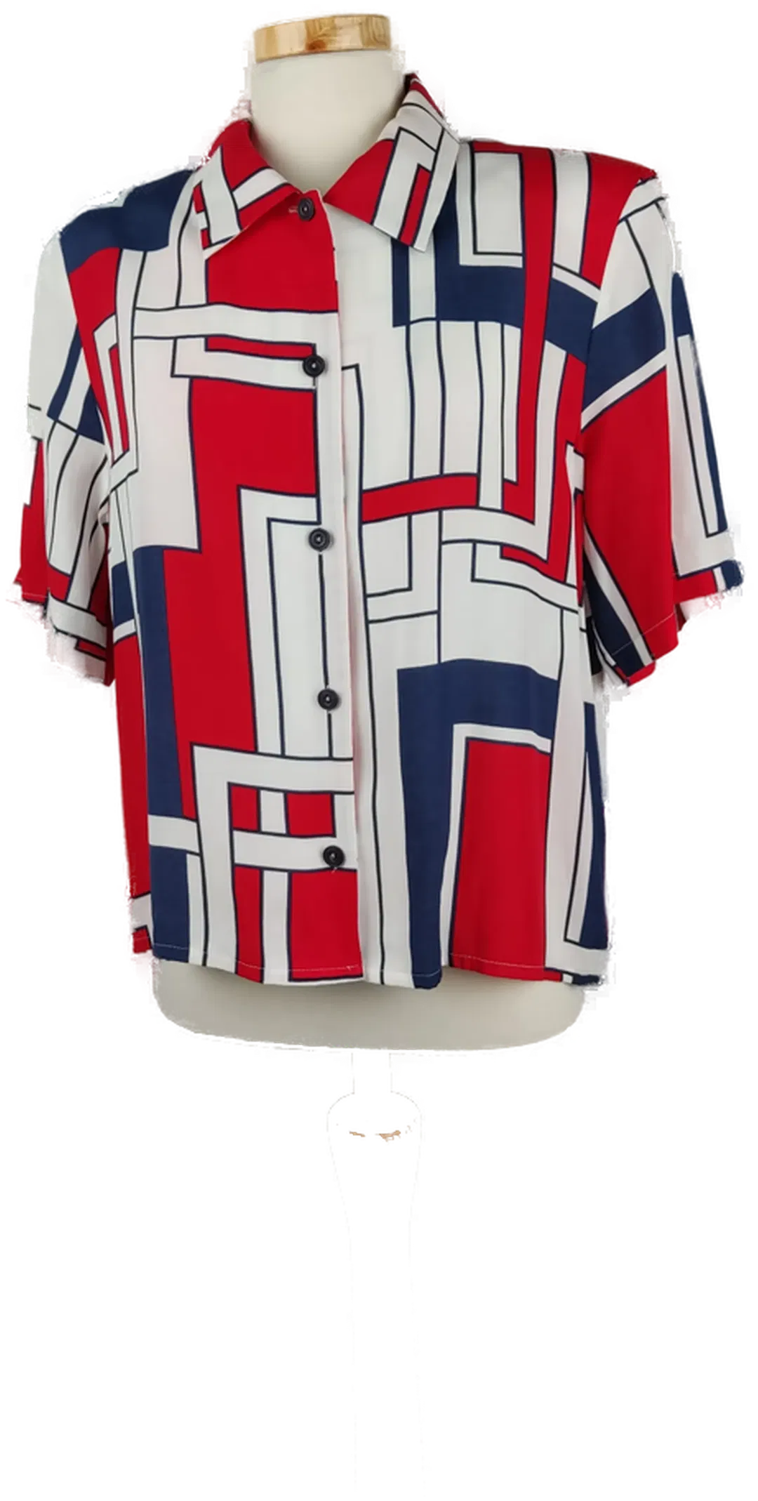 Damen-Bluse kurzarm rot/blau/weiss-gemustert - L/40 - Bild 1