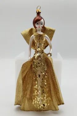 Weihnachtbaum-Änhänger, Dame mit goldenem Kleid - Bild 1