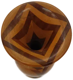 Vase mit Muster aus Holz in braun, Höhe 28cm - Bild 2