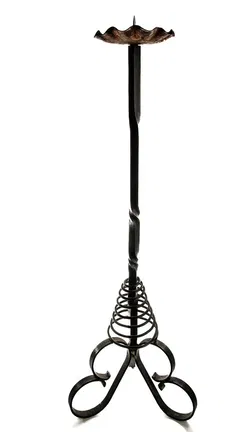 Antik-Schwarzer Kerzenständer aus Gusseisen, handgeschmiedet ca. 95 cm - Bild 1
