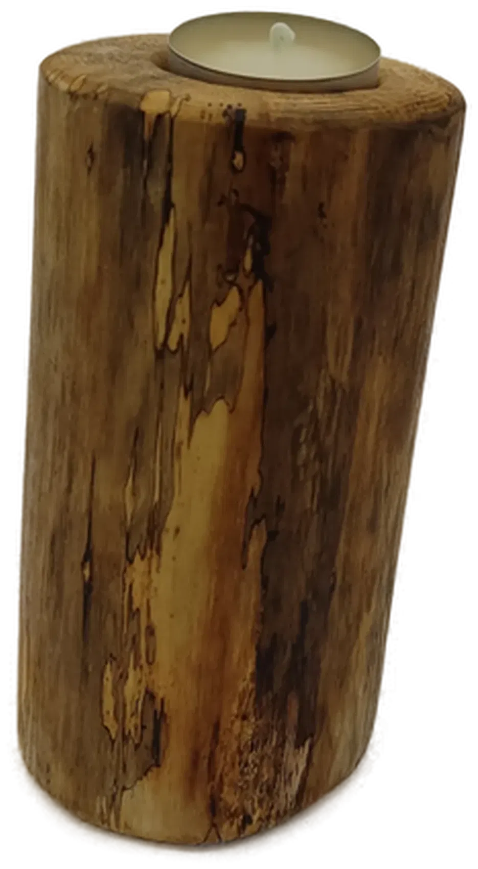 Teelichthalter aus Naturholz groß - Bild 1