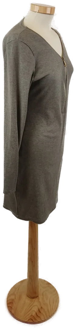 Damen Langarm Shirtkleid Feinripp mit Zipp, Grau, Gr. M - Bild 2