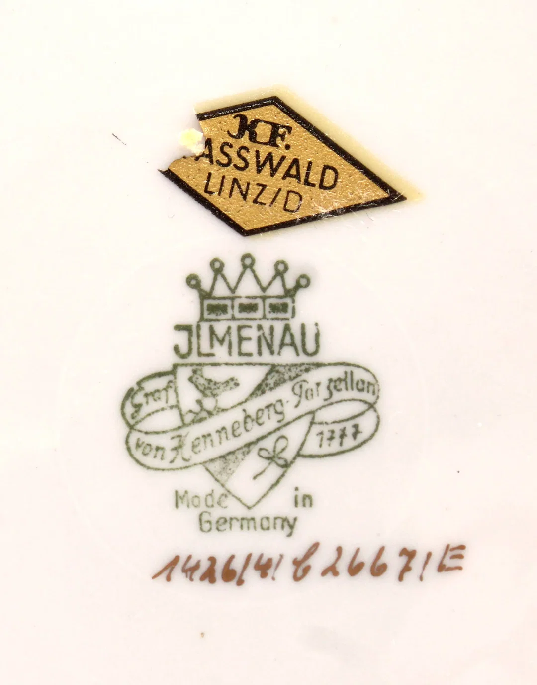JLMENAU Graf von Henneberg Porzellan Schale – Handbemalt – Golddekor – Rosenmotiv – Bild 3