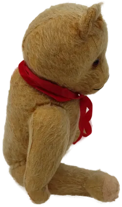 Vintage Teddybär hellbraun mit roter Schleife - Bild 3