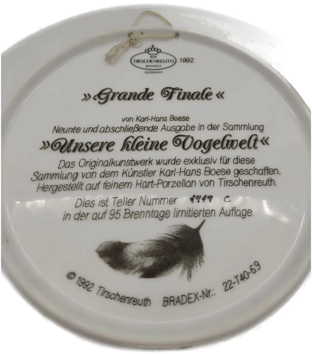 Karl-Hans Boese Sammelteller - Unsere kleine Vogelwelt - D/25.5 cm – Bild 3