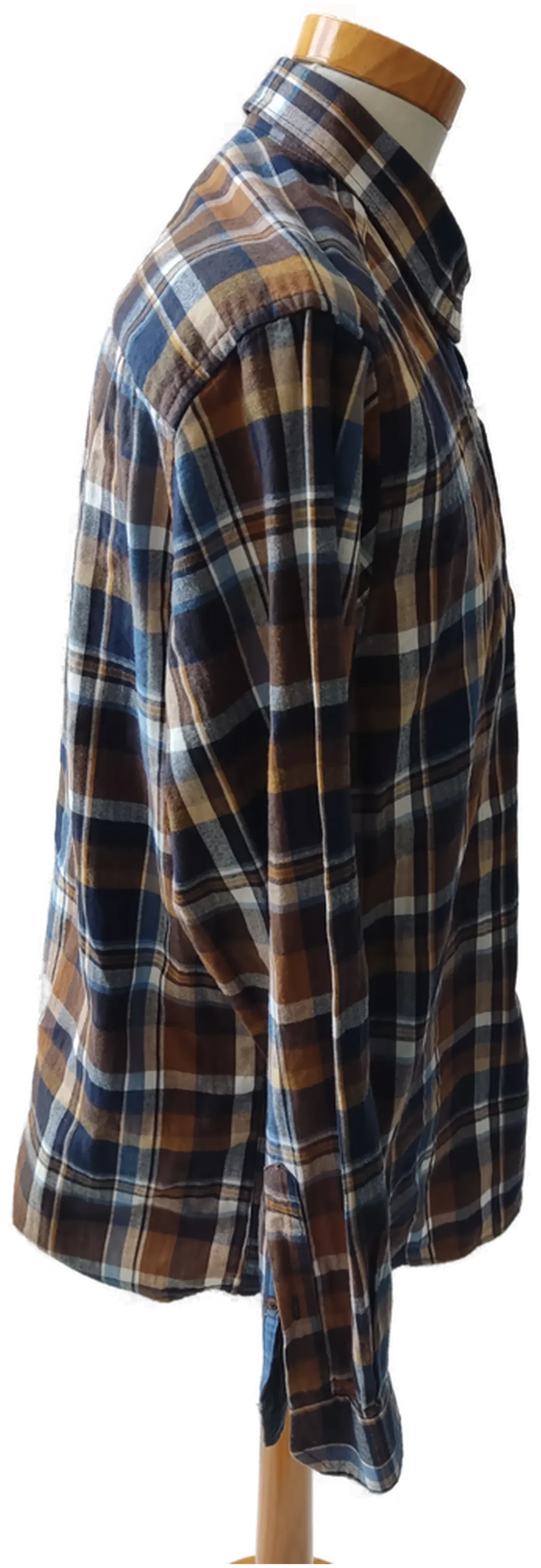Jean Carriere Herrenhemd Langarm - braun, blau kariert - Gr. XL/EUR 52 – Bild 2