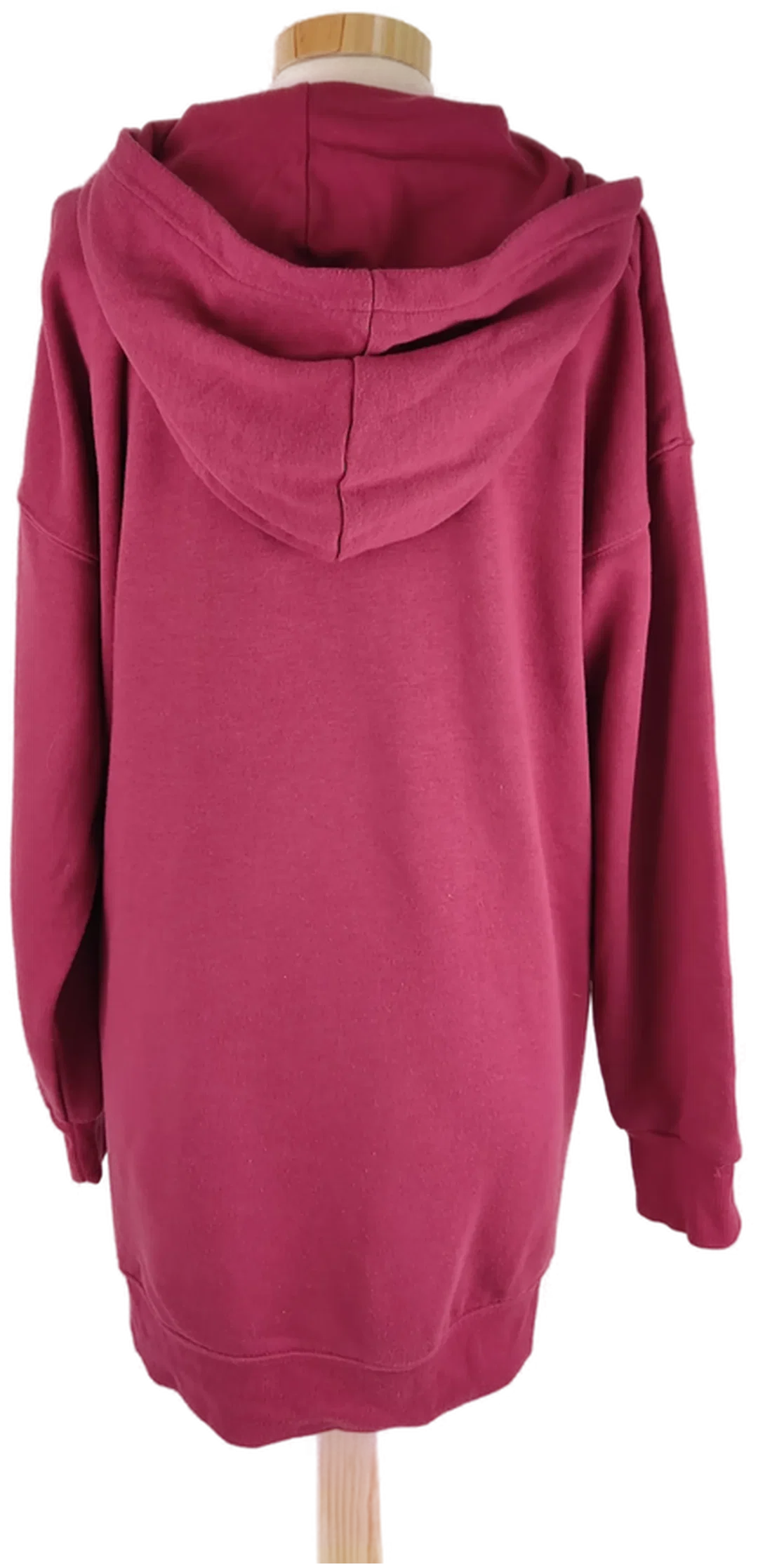 Hoodie "Divided" langarm mit Kapuze, weinrot mit Zipp, Größe S – Bild 3