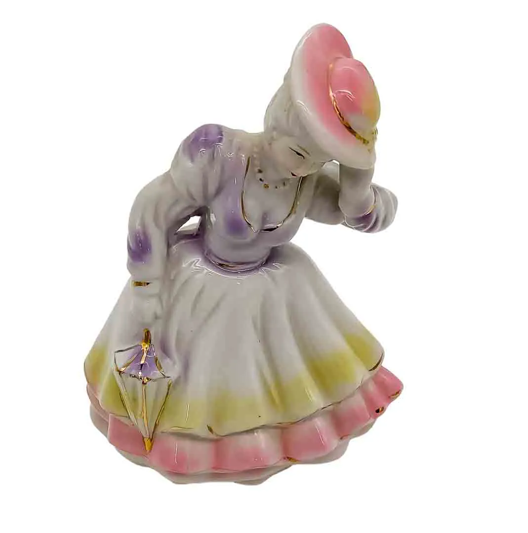 Elegante Porzellanfigur „Dame mit Hut und Schirm“ ca. 19 cm – Bild 2
