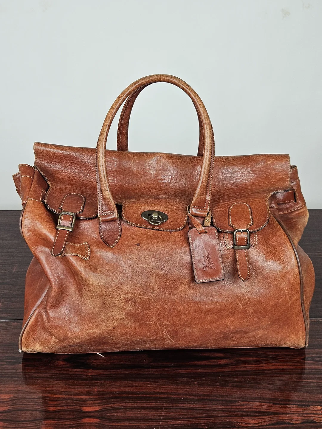 Texier Vintage Leder Reisetasche, braun  - Bild 1