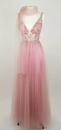 Mascara Ballkleid Rosa mit Steinen inkl. Schal - EU 34 / 100% Polyester - Bild 1