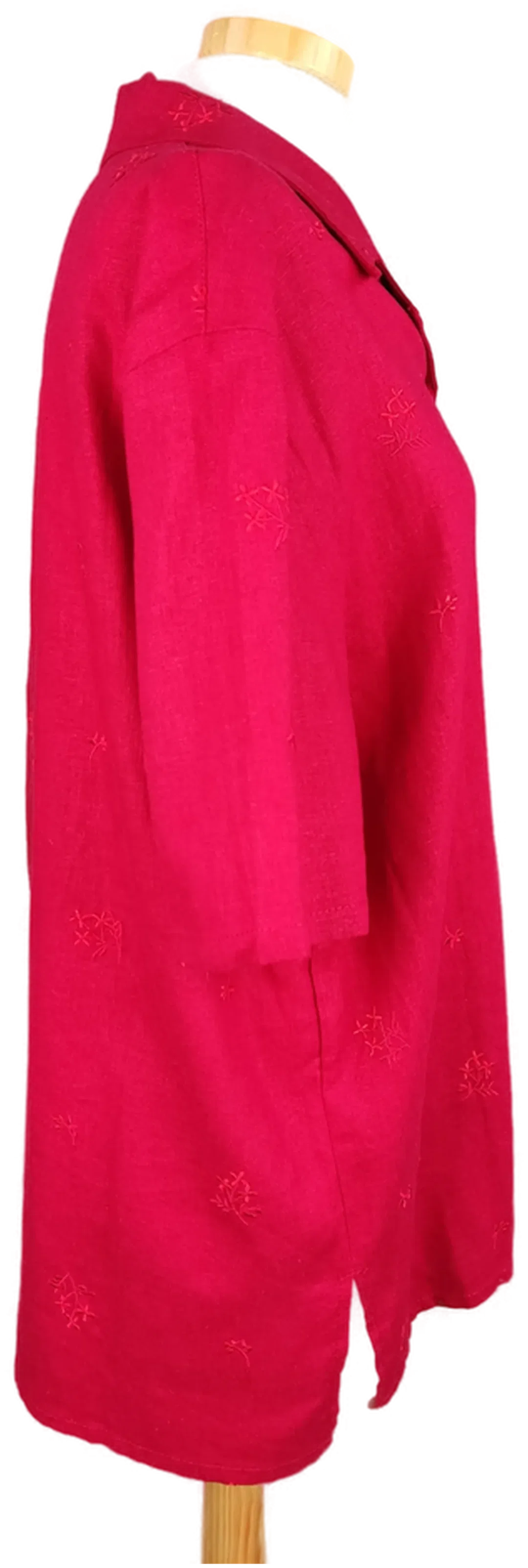 Damen Leinenmix Kurzarm-Hemd rot - XXL/44 – Bild 2