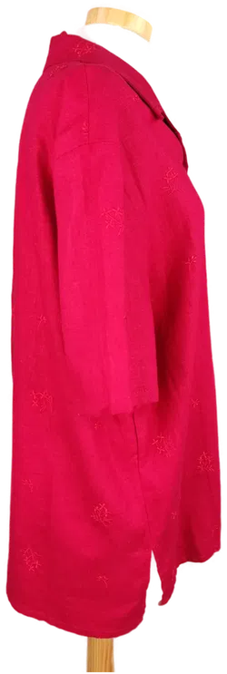 Damen Leinenmix Kurzarm-Hemd rot - XXL/44 - Bild 2