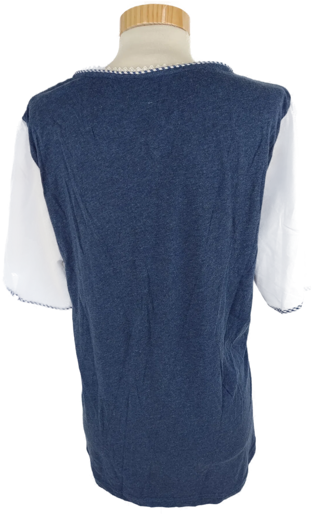 T-Shirt "Spieth & Wensky", kurzarm mit gewchwungenen Ausschnitt und Stickerei, blau/weiß, Größe XL – Bild 5