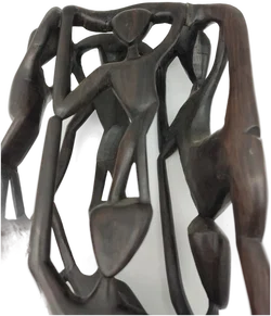 Makonde Lebensbaum Ebenholzfigur schwarz - 93 cm  - Bild 3