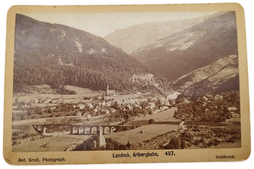 Antiquarische Fotografie - Ansicht Landeck, Arlbergbahn, 1888 - Bild 3
