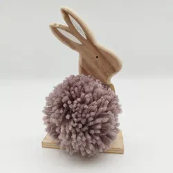 BADEN Häschen Holzfigur mit Bommelfell - ca. 19cm hoch - Bild 1