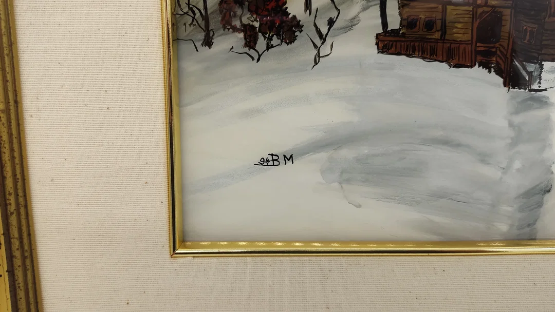 Bild Hinterglasmalerei "Bauernhof in Kärnten" mit Rahmen von Margarete Becksteiner – Bild 3