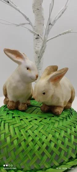 Keramik Hase-Set Ostern Pastellfarben | Frühlingszauber - Bild 1