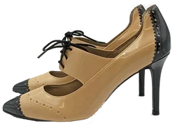 Levity Schnürpumps Mary Jane Stil in beige/schwarz Gr. 39 - Bild 5