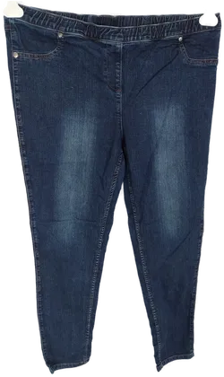 Jeans, lang mit Stretch und Gummizugbund, dunkelblau, Größe 48 - Bild 1