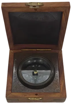 Handgemachte Holzschatulle mit Kompass aus Messing - Anno 1404 - Bild 5