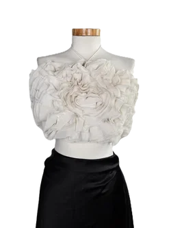 ZARA Damen Blumen-Bustier, cremeweiß - Gr. M / 38  - Bild 1
