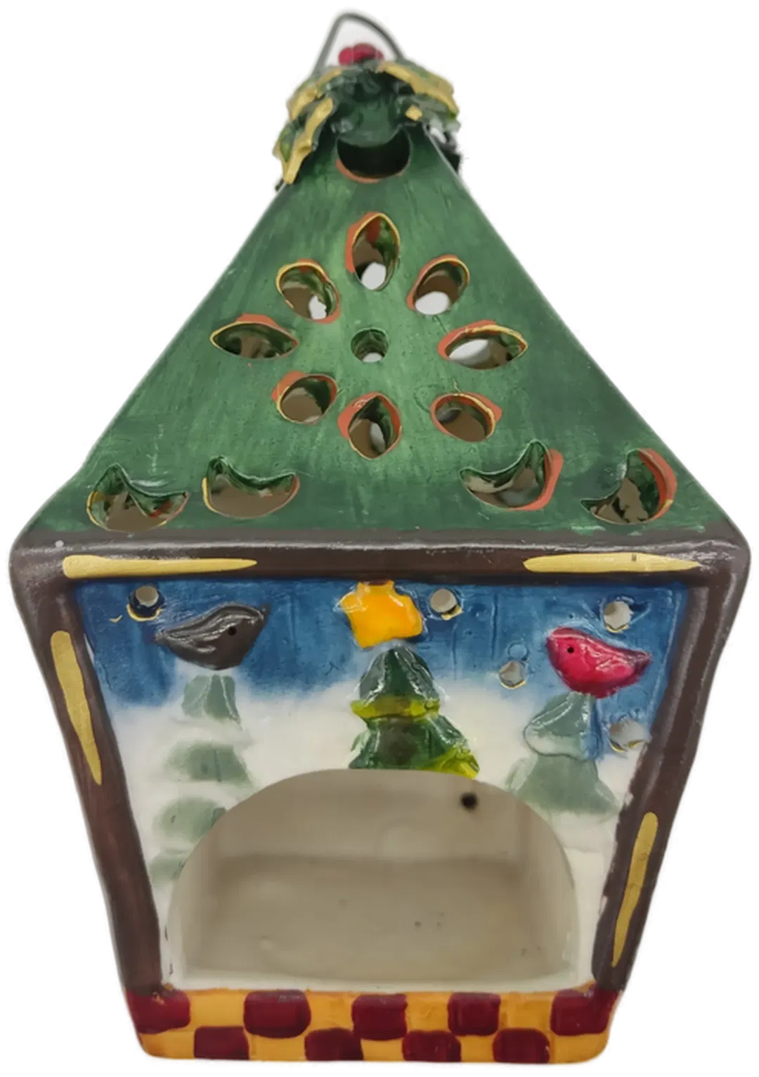 handbemalte weihnachtliche Keramik-Laterne - Bild 1