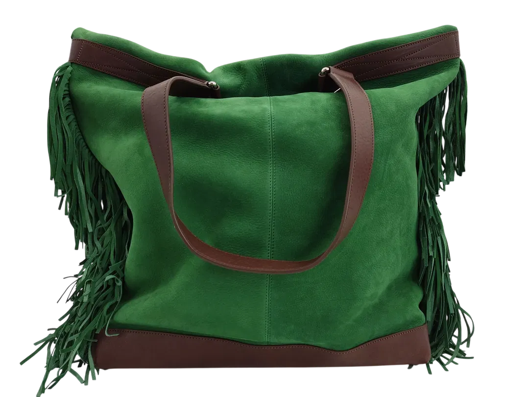 Max V. Koenig Damen Lederhandtasche mit Fransen, grün - Höhe ca. 50 cm  - Bild 4