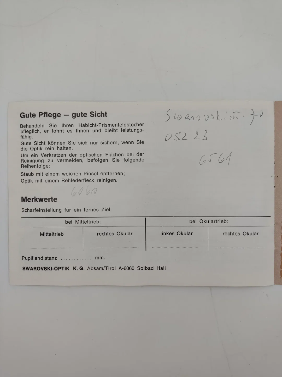 Swarovski Optik Tirol Fernglas Habicht 7x42, mit original Koffertasche und Papieren, 1973 – Bild 22