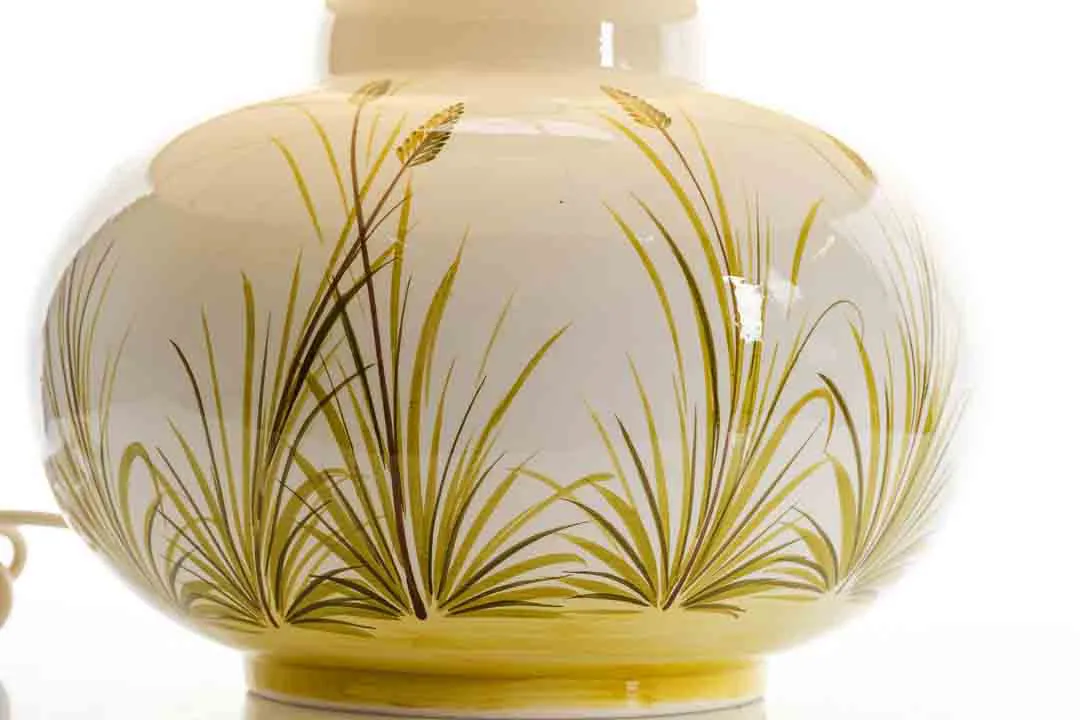 Vintage Tischlampe mit Keramikfuß und Ährenmotiv – Bild 3