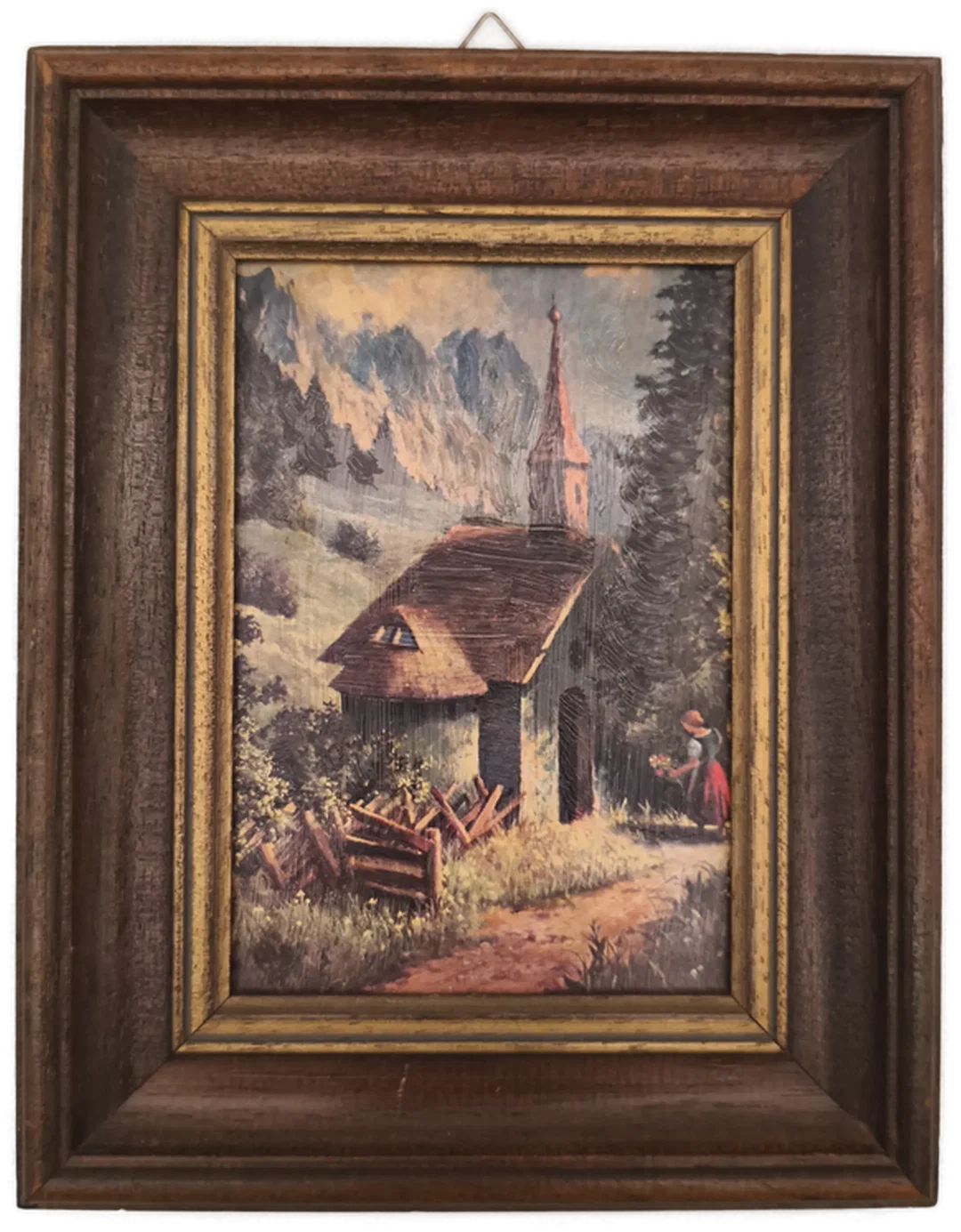 2 kleine Dekobilder mit Holzrahmen, Vintage – Bild 2
