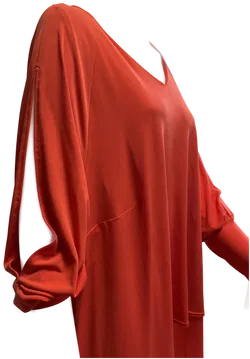 KIRSTEN KROG Design - festliches coral-rotes Damenkleid Gr. 50 Neu! - Bild 3