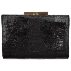 Krokodilleder Damen Vintagetasche und Brieftasche schwarz - Bild 12