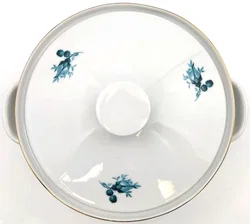 Vintage Suppenterrine CP Colditz Porzellan - Blaues Rosendekor mit Goldrand – Vorschau 2