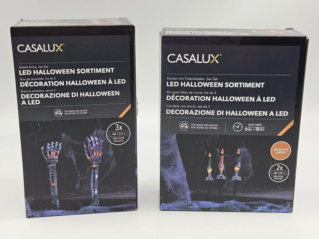 LED-Dekokerzen für Halloween Set #3 "Skelettarme und Totenkopf-Kerzen"  – Bild 1