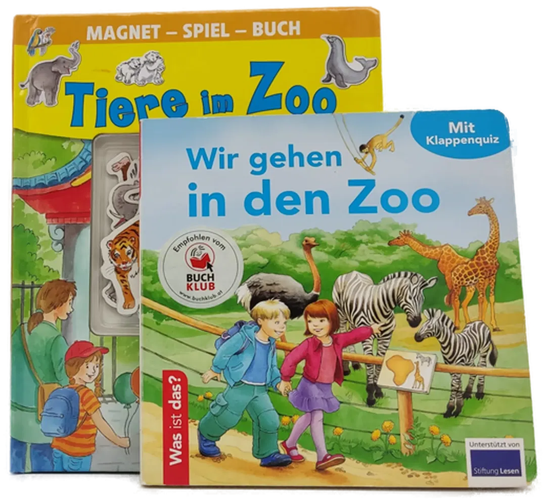 Wir gehen in den Zoo mit Klappenquiz / Tiere im Zoo mit 16 Magneten - 2 Bücher - Bild 2