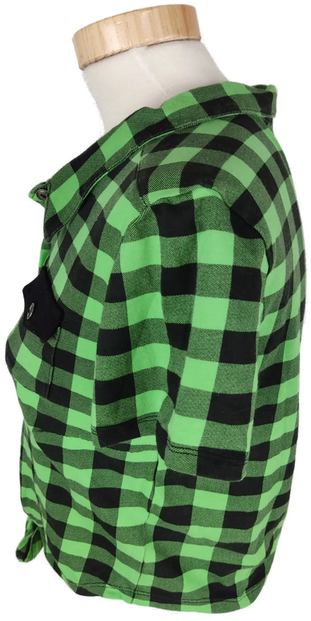 Bluse "Pussy Deluxe" kurzarm mit Kragen, schwarz/grün kariert, Größe S – Bild 2