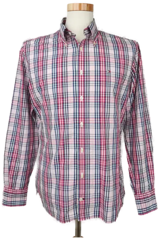 Tommy Hilfiger Herren Hemd, blau/rot - Gr. M - Bild 4