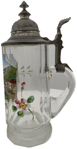 Glas-Bierkrug Pontafel-Pontebba Bierkrug Geprägter Zinndeckel 0,3 L | Historisches Sammlerstück - Bild 6
