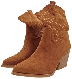 Dame Rose Westernstiefletten braun/glitzerdetails Gr. 37