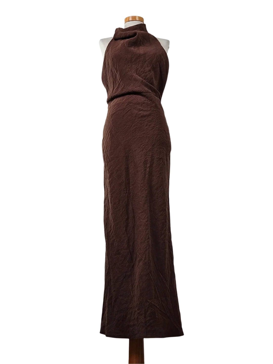 ZARA Damen rückenfreies Maxikleid, braun - Gr. M / 38 - Bild 4