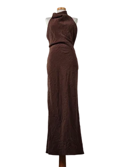 ZARA Damen rückenfreies Maxikleid, braun - Gr. M / 38