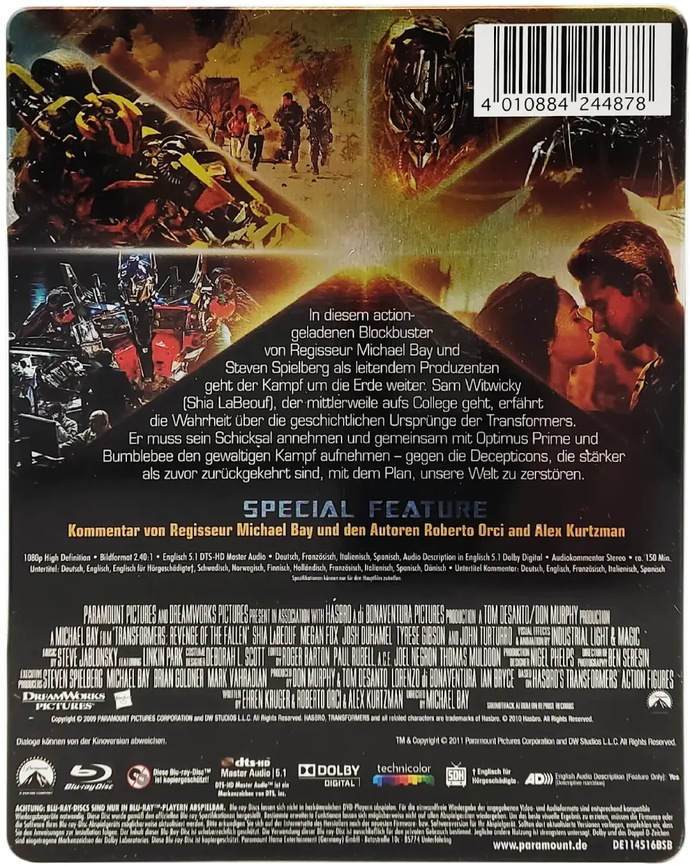 Blu-Ray "Transformers - Die Rache" mit Megan Fox und Shia LaBeouf (Limited Steelbook Edition) – Bild 2