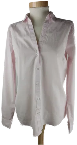 Bluse 'H&M', langarm mit Hemdkragen, hellrosa/weiß gestreift, Größe 40 - Bild 1