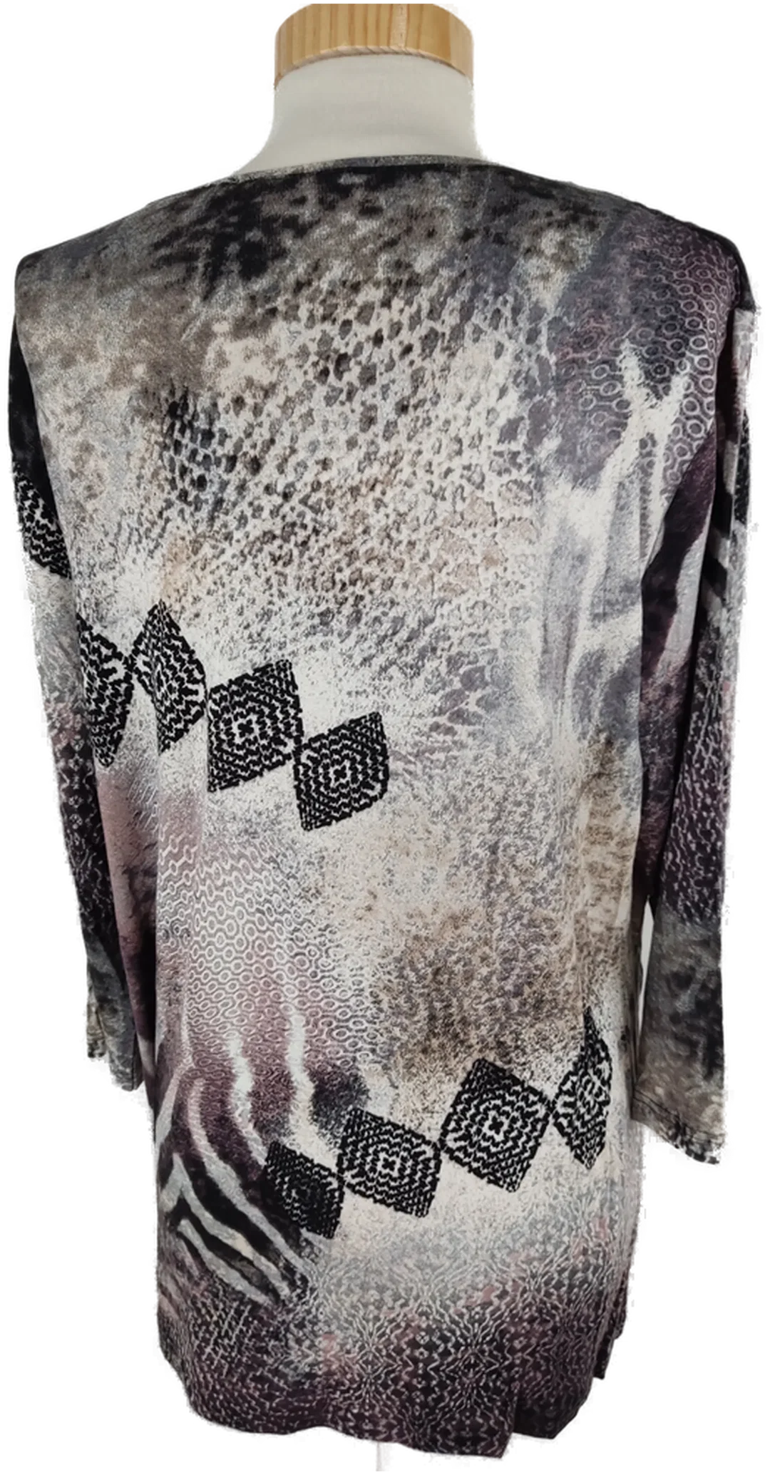 T-Shirt "Fashion Highlight", dreiviertelarm mit Rundhalsausschnitt, beige/braun/schwarz gemustert, Größe XXL – Bild 4